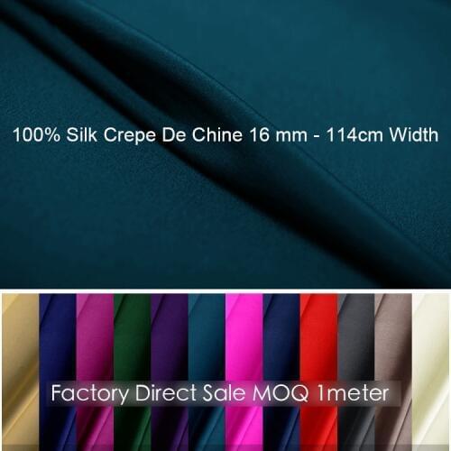 100% SILK CREPE DE CHINE 114cm width 16momme Pure Mulberry Silk Jersey Fabrics for Wedding Dress 1meter Free Shipping 31-60