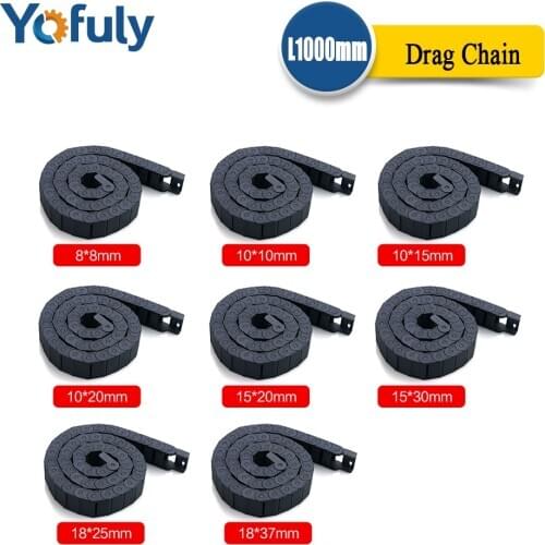 10x10mm 10x15mm 10x20mm L1000mm Cable Drag Chain Wire Carrier with End Connectors for CNC Router Machine Tools