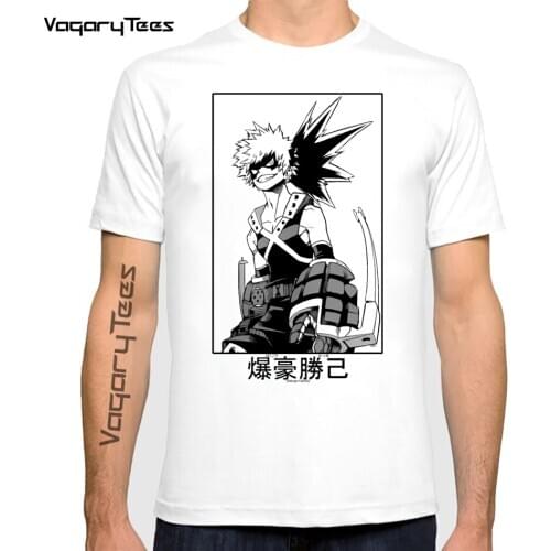 2021 Cartoon manga Man Katsuki Bakugo T Shirt My Hero Academia T-Shirt Novelty Round Neck Short Sleeved Tops Tees