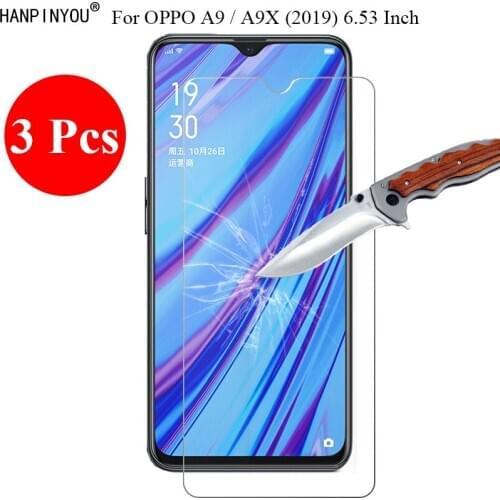 3 Pcs/Lot 9H 2.5D Tempered Glass Screen Protector For OPPO A9 / A9X 6.53" Protective Film Guard + Clean Tools