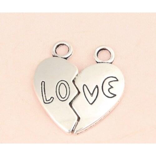 5sets(10pcs) Silver Color Heart Jigsaw Puzzle Charms Love Pendant For DIY Handmade Jewelry Making Accessorie 23x21mm