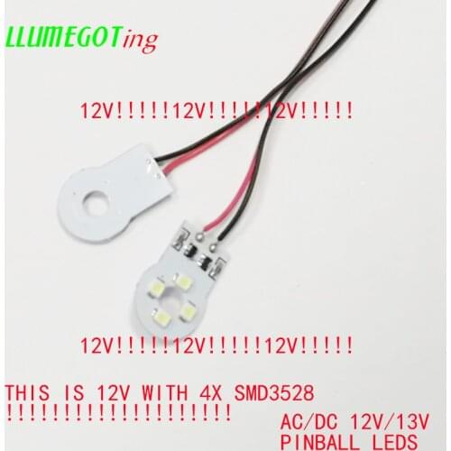 50pcs AC DC 12V 13V Panel Lights 4x 3528 SMD Chip Various Color Non Polarity Pinball Game Machine Board Led Lamp Bulbs