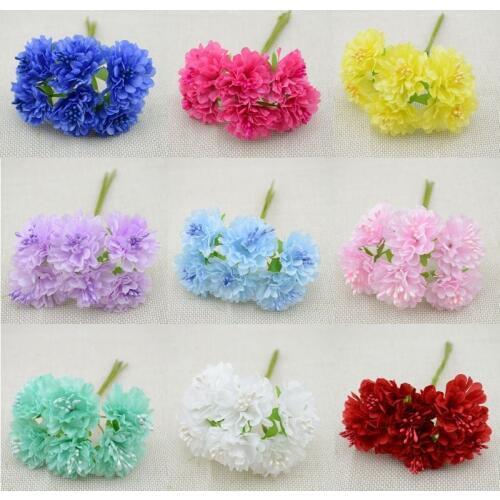 Free shipping 72pcs/lot Silk artificial Stamen Bud Bouquet flower for home Garden wedding Car corsage decoration crafts plants