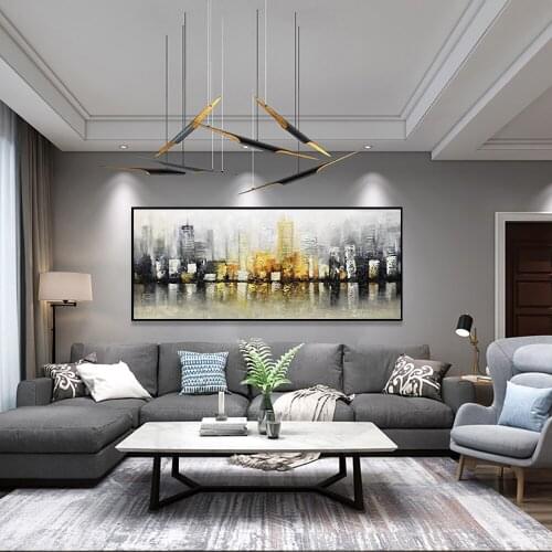 Abstract Landscape City Building 3D Oil Painting Hand-Painted On Canvas Abstract Artwork For Home Wall Decoration Large Painting