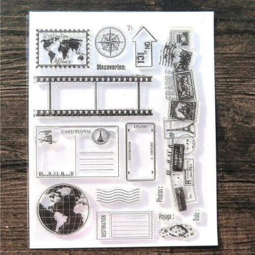 Scrapbook DIY Photo Album Card Rubber Chapter Transparent Seal Travel & film Clear Stamp 37