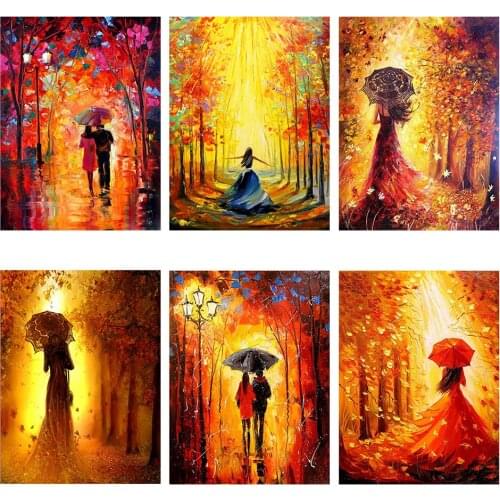 Diy 5d Full Diamond Painting Embroidery Character Square Round Drill Romantic Umbrella Couple Mosaic Furniture Decoration Hobby