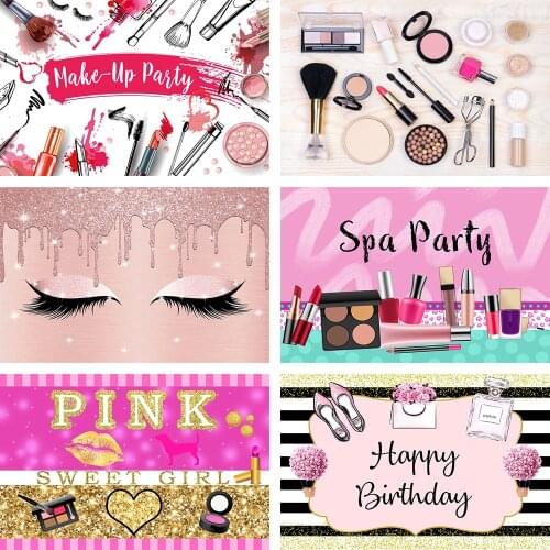 Avezano Spa Make-up Pamper Party Backdrop Girl Birthday Photography Background Photo Studio Cosmetics Shop Decor Photocall Props