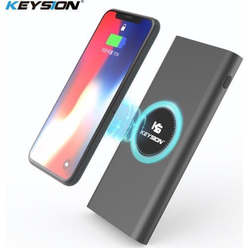 KEYSION 10000mAh Qi wireless charger Power Bank Fast Charging Phone External Battery Metal Powerbank for iPhone XS Max XR X 8 S9