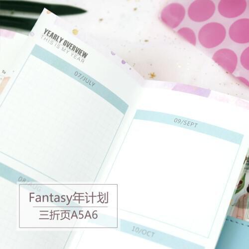 Yiwi Fantasy 5 Sheets Notebook Refills Papers A5 A6 YEARLY OVERVIEW Inner Core Planner Filler Paper Inside Page for filofax