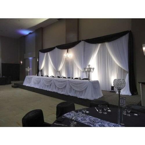 Black with White Backdrop Curtain 10ftx20ft stage decoration banquet curtain Wedding Decor
