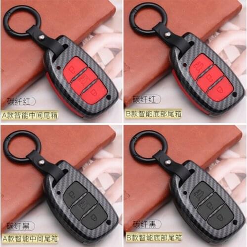 For Hyundai IX30 IX35 Tucson Elantra Verna Sonata Smart Remote Case Accessories Silicon ABS Carbon Fiber Car Key Cover