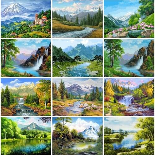 EverShine 5D Diamond Painting Full Drill Square Mountain Diamond Embroidery Landscape Picture Rhinestones Handicraft Wall Decor