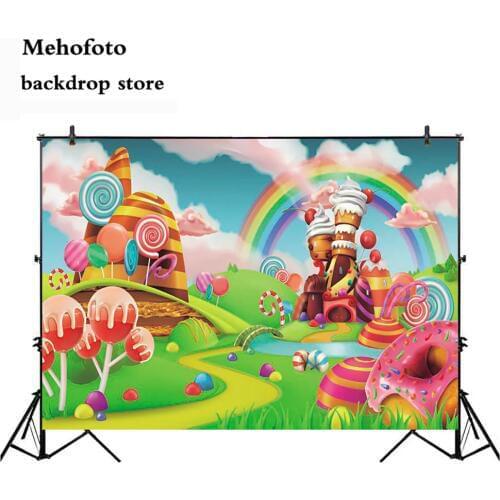 Mehofoto Candy Bar Photography Backdrops Theme Party Decorations Photo Background Cartoon Props for Children Birthday Custom 845