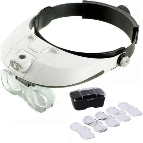 1.0X-3.5X Illuminated Helmet Head Magnifier Headband Surgical Dental Loupes with LED Lamp MG81001-G