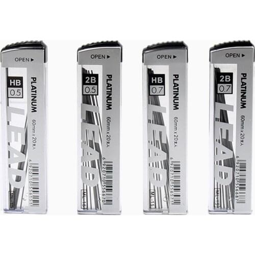 Japan Platinum Super fine hi-polymer 0.7mm 0.5mm 2B HB mechanical pencil leads 10 Tubes premium anti-cracking pencil refill