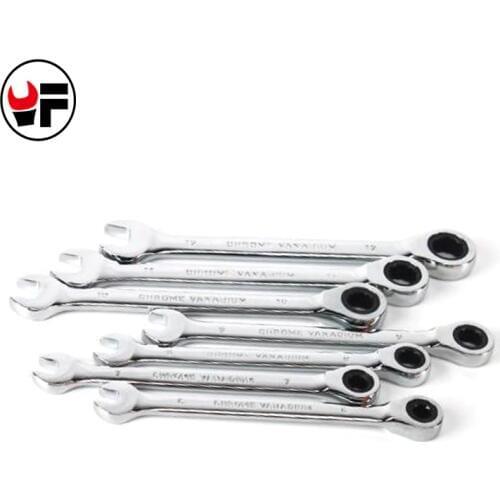 6-12mm Ratchet Spanner Combination Wrench Skate Gear Ring Wrench Ratchet Stubby Ratchet Wrench Ratcheting Spanner D36A