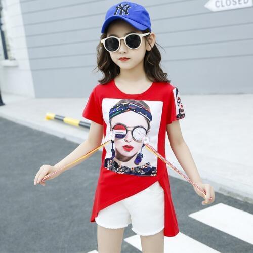 Teenager Girls Clothing Sets Summer Girls Clothes T-Shirt+Jeans Shorts 2Pcs Children Clothes Sports Suits 4 6 8 10 12 13 Years