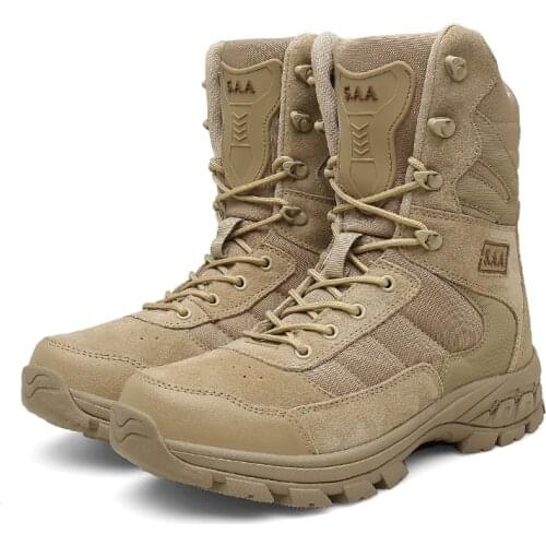 Leather Men Army Military Boot Black Outdoor Combat Ankle Boot Army Work Shoes Plus Size 39-46 Tactical Mens Boots