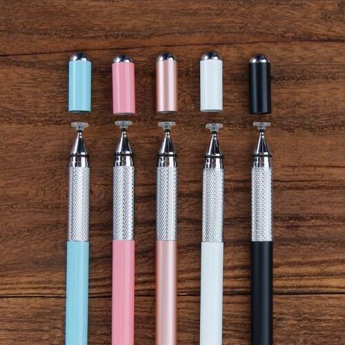 2 In 1 Multifunction Fine Point Touch Screen Metal Capacitive Stylus Pen For iPhone iPad Smart Phone CellPhone Tablet PC
