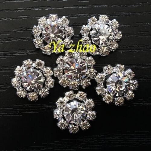 Fashion Pearl Rhinestone Metal Button Clear Artificial Alloy Crystal Wedding Buttons 40pcs/lot