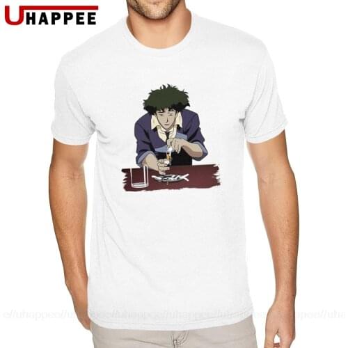 Oversized Cowboy Bebop Hangover T-Shirt for Men 3XL Short Sleeved Blue Round Neck T-Shirts