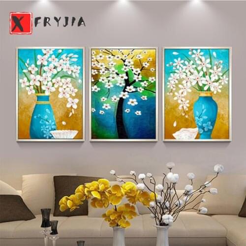 3pcs Needlework Orchid vase Diamond Painting Diamond Embroidery All Drill Rhinestone Mosaic Picture by numbers hobby gift custom