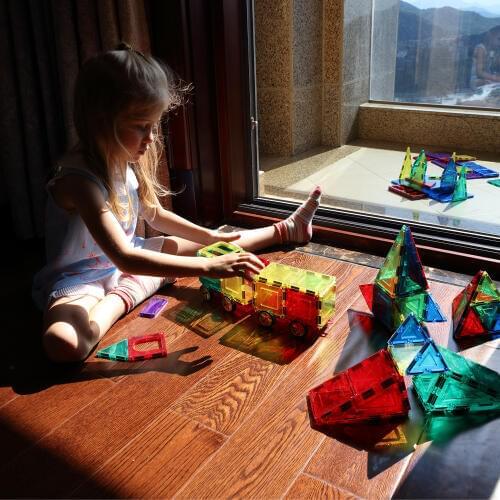 Transparent Colorful Magnet Blocks Set Magnetic Building Toys 3D Construction Blocks Educational Kids Toy for Children Gifts