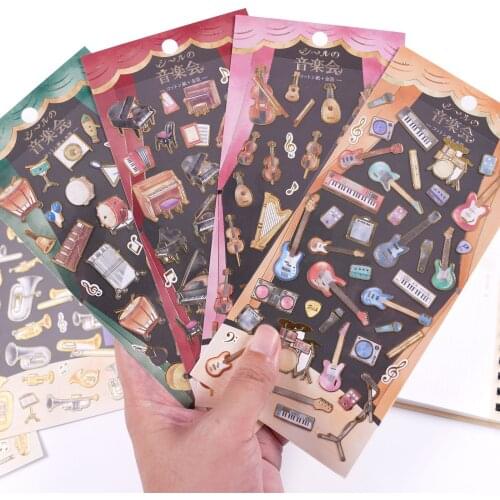 1pcs/lot Kawaii Stationery Stickers Musical instrument Diary Planner Decorative Mobile Stickers Scrapbooking DIY Craft Stickers