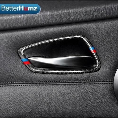 Carbon Fiber Car Interior Door Handle Cover Trim Door Bowl Stickers decoration for BMW E90 3 series 2005-2012 accessories