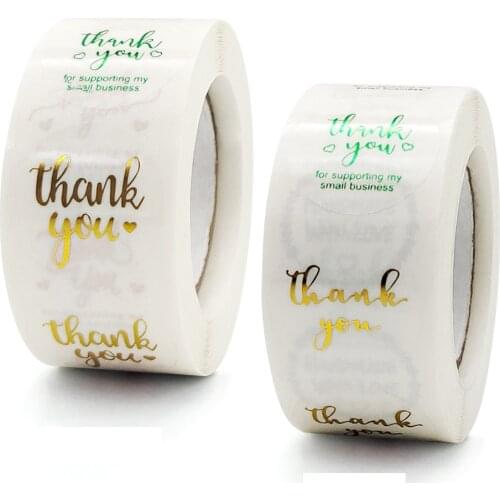 1 Inch Thank You Stickers Yellow Pink Green Silver Thank You For Supporting My Small Business Handmade Stickers Sealing Labels