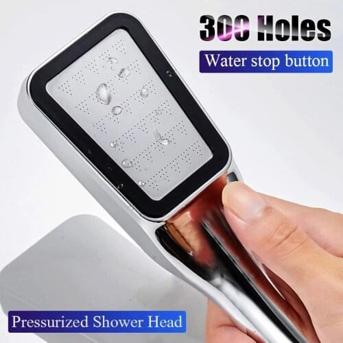 300 Holes Bathroom Pressurized Rainfall Shower Head Bath Water Saving High Pressure Shower Head Spraye Faucet Handheld Nozzle