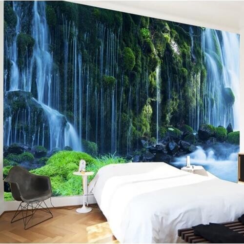 Chinese Waterfall Nature Landscape Mural Wallpaper Living Room Bedroom Classic Interior Decor Wall Paper Papel De Parede 3D Sala
