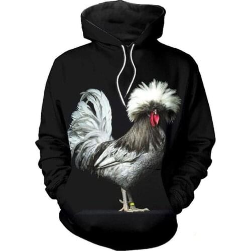 New beautiful chicken 3D mens and womens printed shirt fashion Hoodie zipper casual shirt