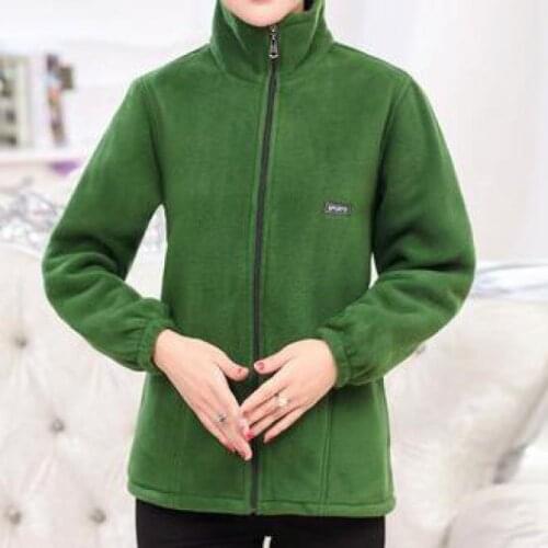 2020 Fall Winter New Polar Fleece Sweatshirt Middle-aged And Elderly Women Coat Plus Size Mother Wear Stand Collar Tops Women