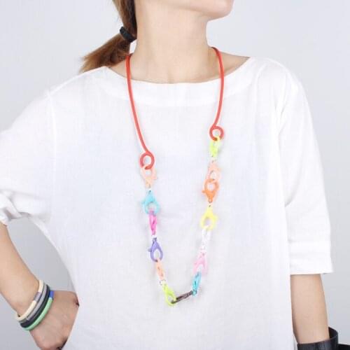 JID New Colorful Lobster Clasp Pendant Necklace Handmade Link Chain Fashion Women Neck Jewelry Multicolor Jewellery For Mom