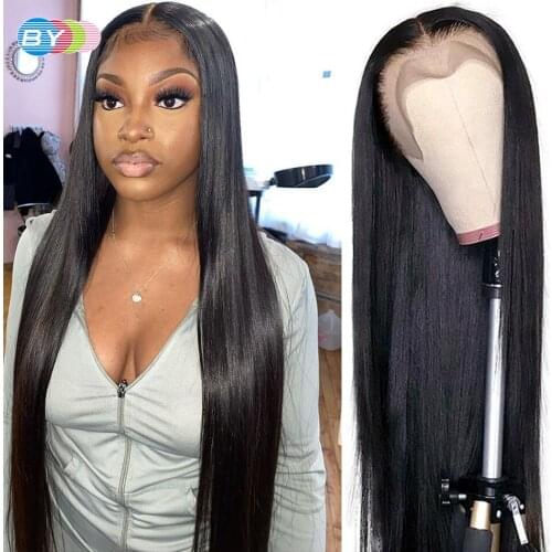 4 x 4 lace closure wig Straight Lace Front Wigs 250 Density 100% Human Hair Lace Human Hair Wig For Women Non Hd Lace Long 30in