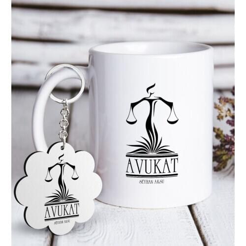 Personalized Professional Lawyer White Mug and Keychain Gift Seti-5 Reliable Quality Gift Casual Design Moment Drinks