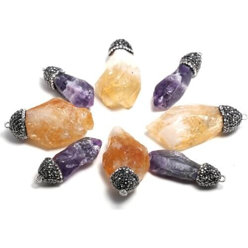 Natural Stone Amethysts Pendants Irregular shape Exquisite Charms For jewelry making DIY necklace Earring accessories