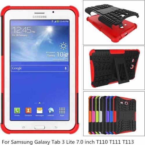 2 in 1 TPU + PC Armor Shockproof Non-Slip Stand Tablet Case Cover For Samsung Galaxy Tab 3 Lite 7.0 T110 T111 T113 SM-T110 + pen