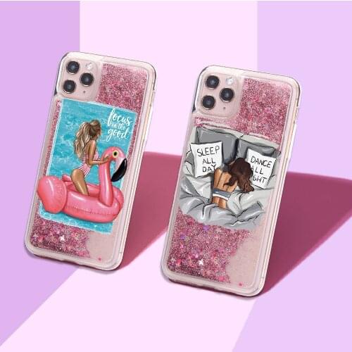 Classy Girl Mon Baby Sparkle Liquid Real Glitter Phone Case Fundas Cover for iPhone 11 X XS XR Max Pro 7 8 7Plus 8Plus