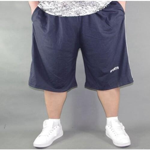 Summer Men plus size sports shorts cotton 10XL loose stretch shorts work out Fitness oversize elasticity loose shorts navy blue
