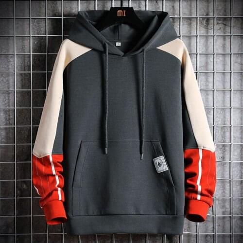 Patchwork Hoodies Men Patches Hooded Anti-pilling Fabric Sweatshirts Casual Pull With Hood Oversized Autumn Clothing Pullover