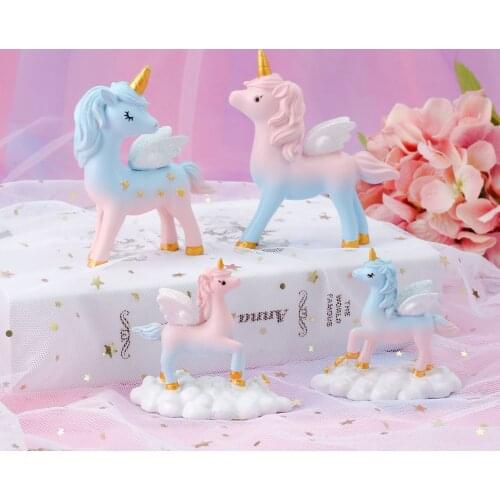 1 Pcs Kawaii Dream Gradient Color Unicorn Cake Toppers Animal Cake Ornaments Birthday Baby Shower Girl Boy Party Decorations