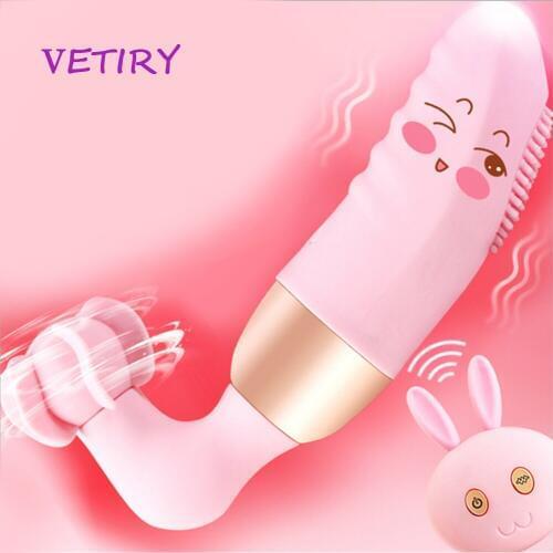 VETIRY Rotating Dildo Vibratot Heating Tongue Licking Vagina Clitoris Stimulation G-spot Massage Sex Toys for Women USB Recharge