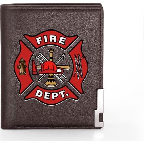 High Quality Leather Men Wallet Personality Fire Control Firemen Classic Credit Card Holder Short Purse