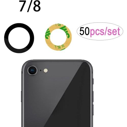50pcs/Set Back Rear Camera Glass Lens Cover Replacement for iPhone 8 7 6 6s Plus X XSmax 11 12 Mini Pro Max with Adhesive