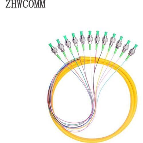 ZHWCOMM 12 cores FC APC fanout Fiber Optic Pigtail 1.5M SM simplex color bunchy pigtail Free Shipping