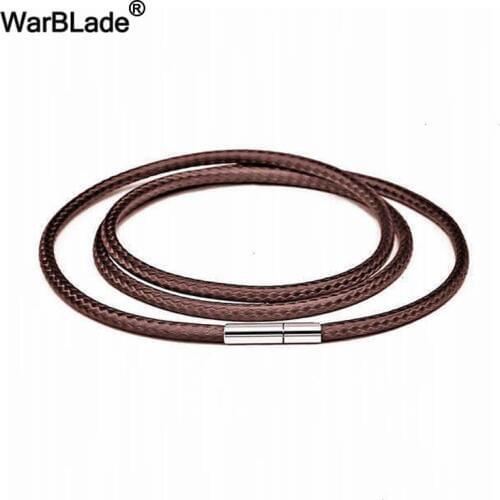 1mm 1.5mm 2 3mm Necklace Cord Black Leather Cord Wax Rope Lace Chain With Stainless Steel Rotary Buckle For DIY Necklace Jewelry