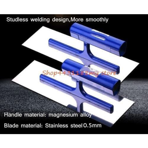 1pcs 250*80mm Magnesium alloy Handle+Stainless Steel Blade 0.5mm Plaster Trowel Construction Concrete Spatula Tool
