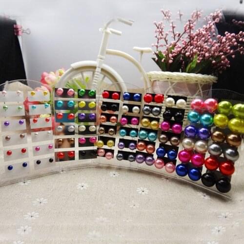 12Paris /Set Fashion Women Ball Earrings Mix Color Stud Earring For Ladies Casual Pendant Earrings Pearl Earring